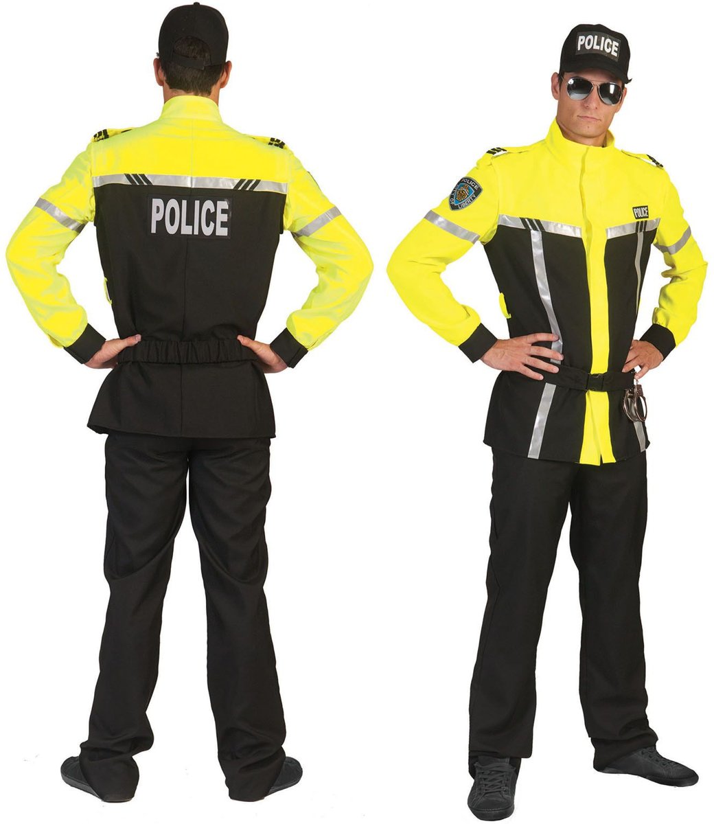 Politie & Detective Kostuum | Neon Geel Politie | Man | Maat 52-54 | Carnaval kostuum | Verkleedkleding